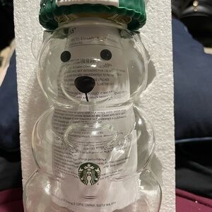Starbucks Bear-Shaped Glass Jar with Green Lid